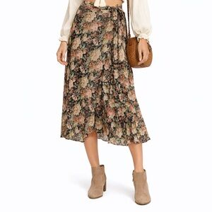 Express x Vintage 80s Moody Floral Midi Wrap Skirt
